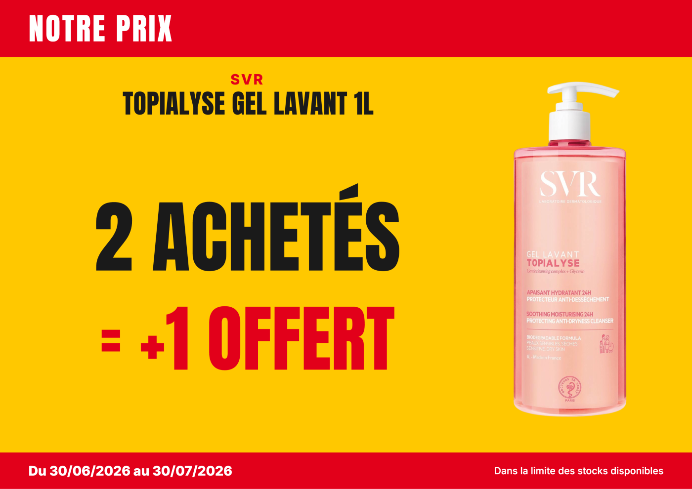 SVR Topialyse Gel Lavant 1L — 2 achetés = 1 offert