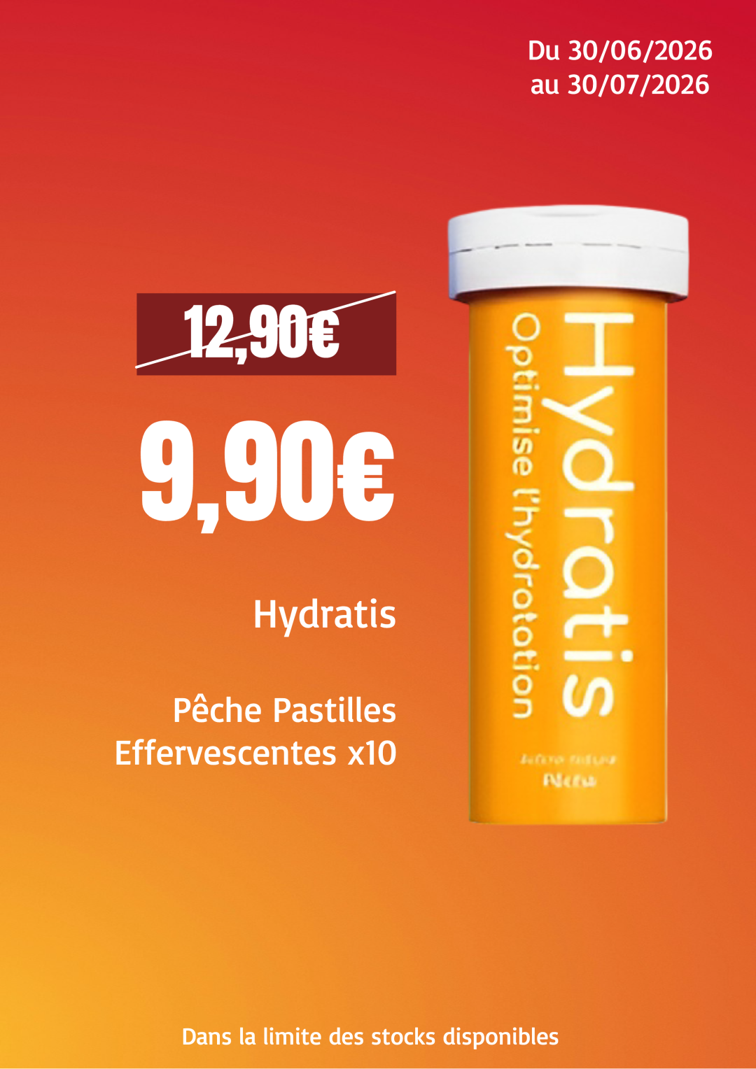 Hydratis Pêche Pastilles Effervescentes x10 — 9,90€